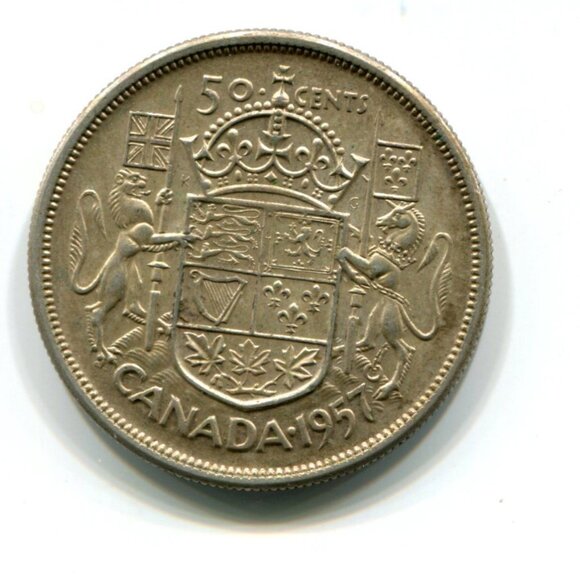 1957 Canada Silver Half Dollar Coin (l23) - Picture 1 of 2